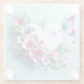 Whimsical Spring Garden & Painted Butterfly Bloom ガラスコースター (裏面)