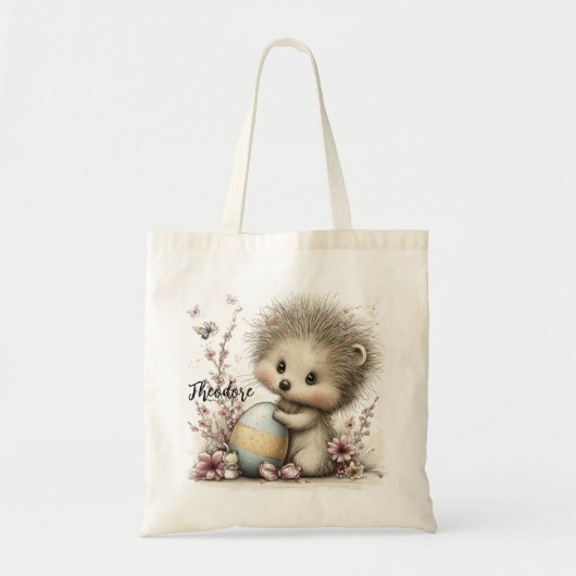 Whimsical Spring Hedgehog Illustration トートバッグ (正面)