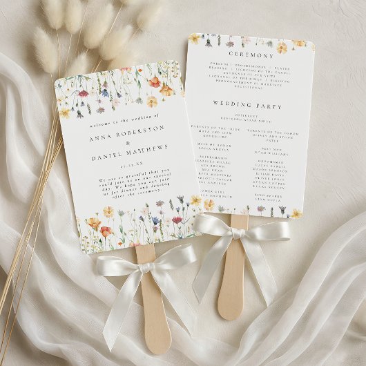 Whimsical Spring Wildflower Wedding Program ハンドファン