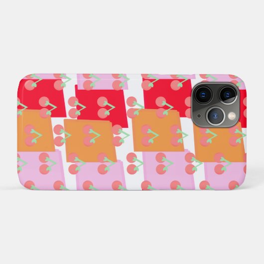 Whimsical Squares Red Orange Pink Cherries Case-Mate iPhoneケース (裏面(横))