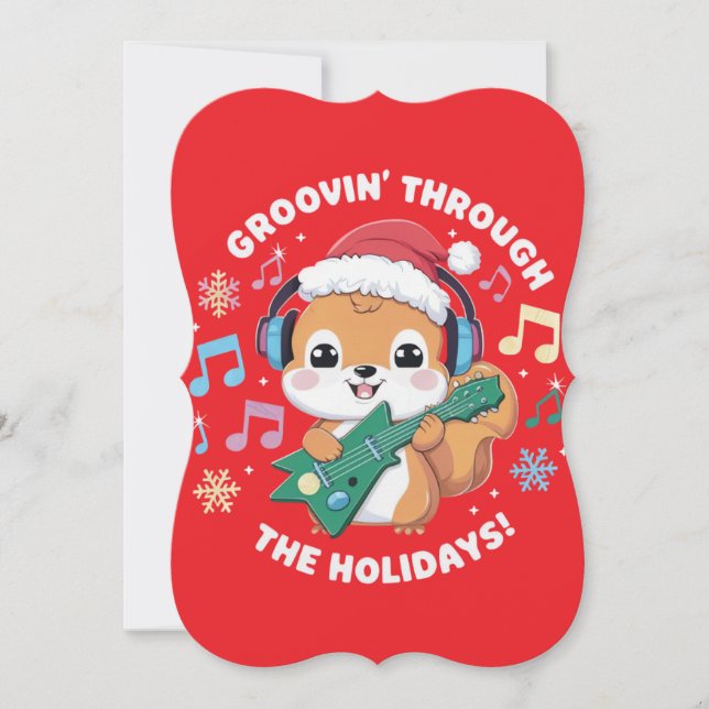 Whimsical Squirrel with Headphones and Christmas T (正面)