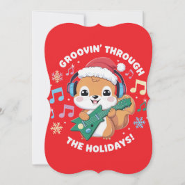 Whimsical Squirrel with Headphones and Christmas T
