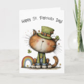 Whimsical St. Patrick’s Day Cat Cheer カード (正面)