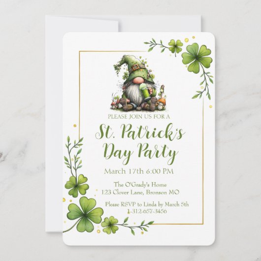 Whimsical St. Patrick’s Day Celebration Invite  招待状 (正面)