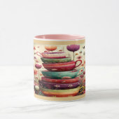 Whimsical Stacked Floral Teacups Art Mug マグカップ (中央)