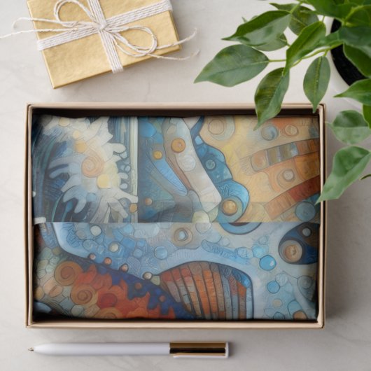 Whimsical Stained-Glass Salmon Fish Decoupage  薄葉紙 (ギフト)