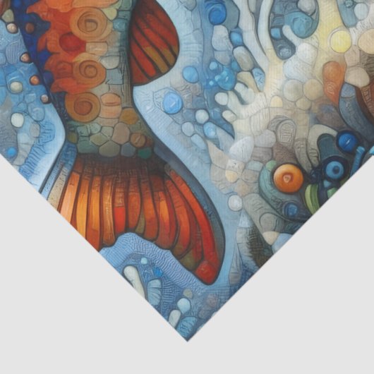 Whimsical Stained-Glass Salmon Fish Decoupage  薄葉紙 (詳細)