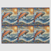 Whimsical Stained-Glass Salmon Fish Decoupage  薄葉紙 (正面)