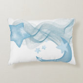 Whimsical Star & Moon Watercolor Pillow アクセントクッション (正面)