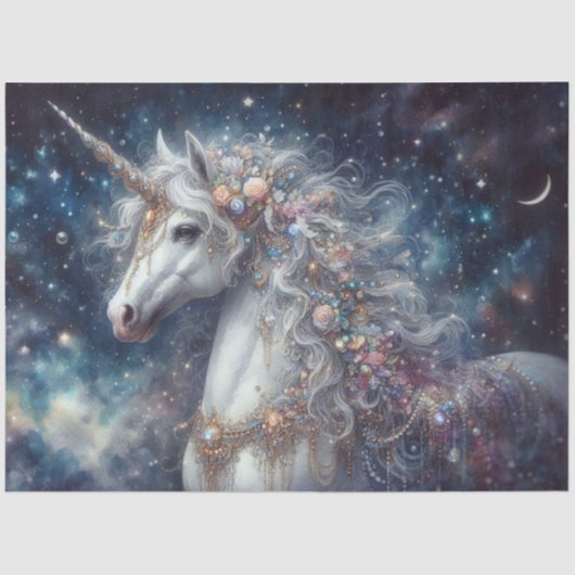Whimsical Starlight Unicorn Decoupage  薄葉紙 (正面)
