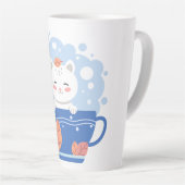 Whimsical Starry Kitten Blue Teacup Latte Mug カフェラテマグ (右アングル)