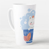 Whimsical Starry Kitten Blue Teacup Latte Mug カフェラテマグ (左アングル)
