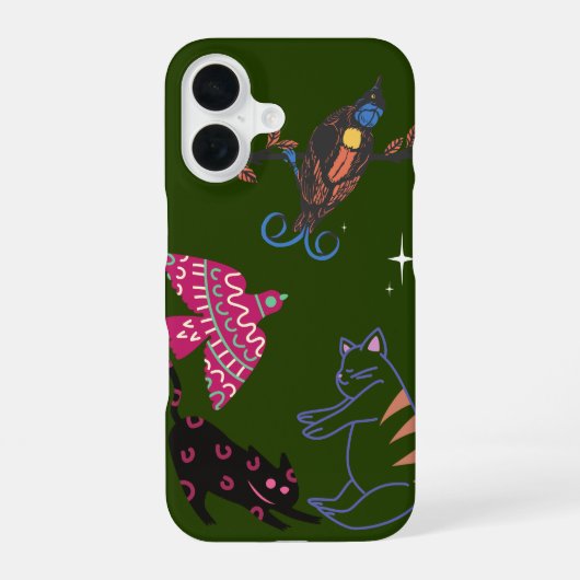 Whimsical Starry Night Forest Animals Phone Case - iPhone 16ケース (裏面)