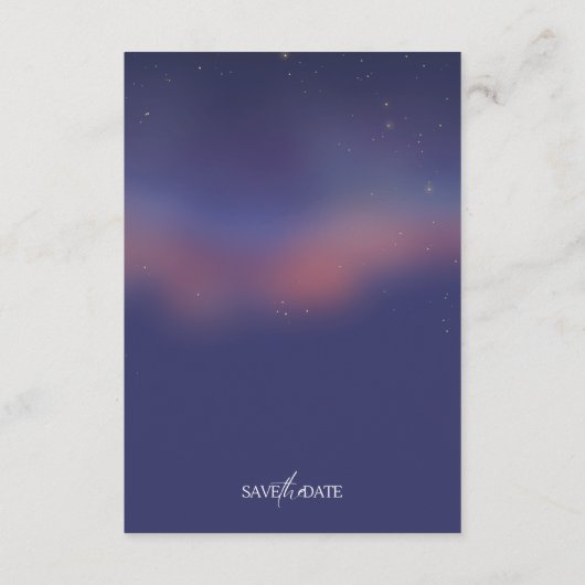 Whimsical Starry Night Script Modern エンクロージャーカード (裏面)