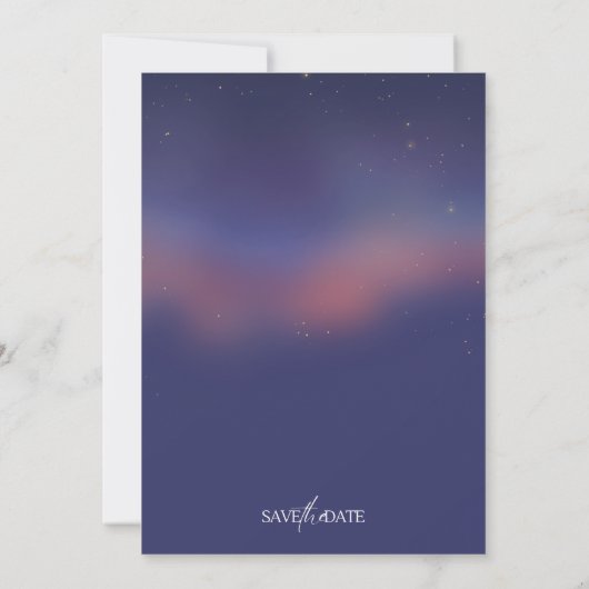Whimsical Starry Night Script Modern Save the Date (裏面)