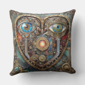 Whimsical Steampunk Heart I See You I Love You クッション (裏面)