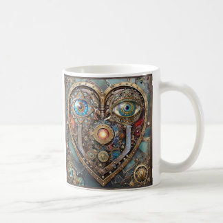 Whimsical Steampunk Heart I See You I Love You コーヒーマグカップ