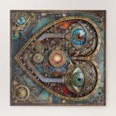 Whimsical Steampunk Heart I See You I Love You ジグソーパズル (横)