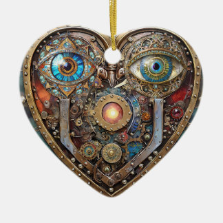 Whimsical Steampunk Heart I See You I Love You セラミックオーナメント
