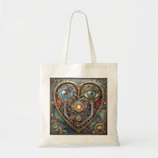 Whimsical Steampunk Heart I See You I Love You トートバッグ