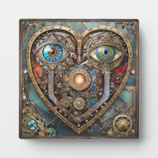 Whimsical Steampunk Heart I See You I Love You フォトプラーク