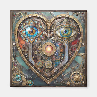 Whimsical Steampunk Heart I See You I Love You マグネット