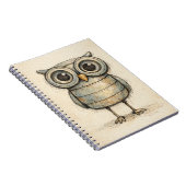 Whimsical Steampunk Owl Illustration ノートブック (右側)