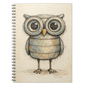 Whimsical Steampunk Owl Illustration ノートブック (正面)