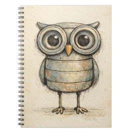 Whimsical Steampunk Owl Illustration ノートブック