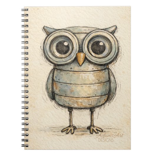 Whimsical Steampunk Owl Illustration ノートブック (正面)