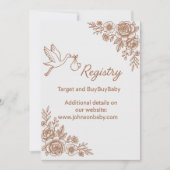 Whimsical Stork & Floral Rustic Registry 招待状 (正面)