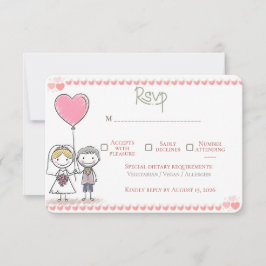 Whimsical Storybook Cartoon Couple Wedding サンキューカード