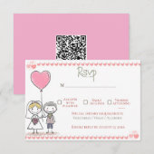 Whimsical Storybook Cartoon Couple Wedding 出欠カード (正面/裏面)