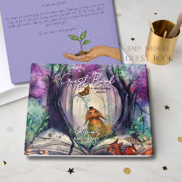 Whimsical Storybook Woodland Purple Guest Book ゲストブック