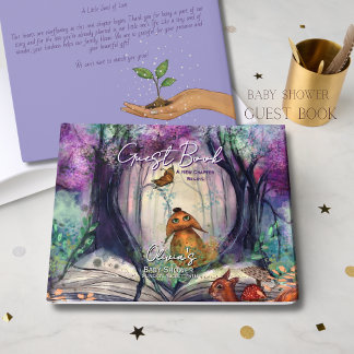 Whimsical Storybook Woodland Purple Guest Book ゲストブック