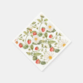 whimsical strawberry daisy floral print napkin スタンダードカクテルナプキン (角)