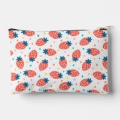 Whimsical Strawberry & Dots Personalized Pencil & アクセサリーポーチ (裏面)