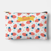 Whimsical Strawberry & Dots Personalized Pencil & アクセサリーポーチ (正面)