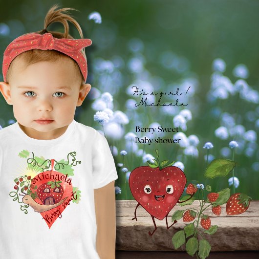 Whimsical Strawberry House Berry Sweet ベビーTシャツ