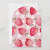 Whimsical Strawberry Red & Pink 1st Birthday  Invi 招待状 (裏面)