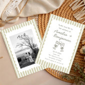 Whimsical Stripe Green champagne Whimsical 招待状