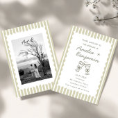 Whimsical Stripe Green champagne Whimsical 招待状