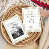 Whimsical Stripe Green champagne Whimsical 招待状