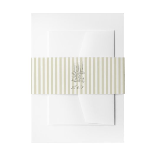 Whimsical Stripe Green Wedding Belly Band 招待状ベリーバンド (正面例)