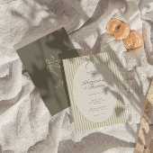 Whimsical Stripe Green Wedding Invitation 招待状
