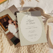 Whimsical Stripe Green Wedding Save the Date 招待状