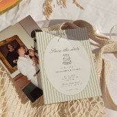 Whimsical Stripe Green Wedding Save the Date 招待状
