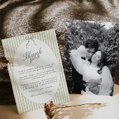 Whimsical Stripe Green Wedding Thank You Card 招待状