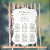Whimsical Stripe Handwritten Wedding Seating Chart アクリルサイン (ニュートラル)