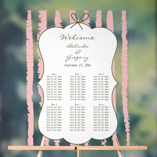 Whimsical Stripe Handwritten Wedding Seating Chart アクリルサイン (ニュートラル)